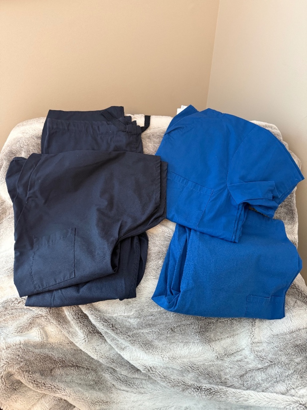 2 Scrub Sets - Lot Size Small Unisex - Navy and Royal Blue 4 Pieces